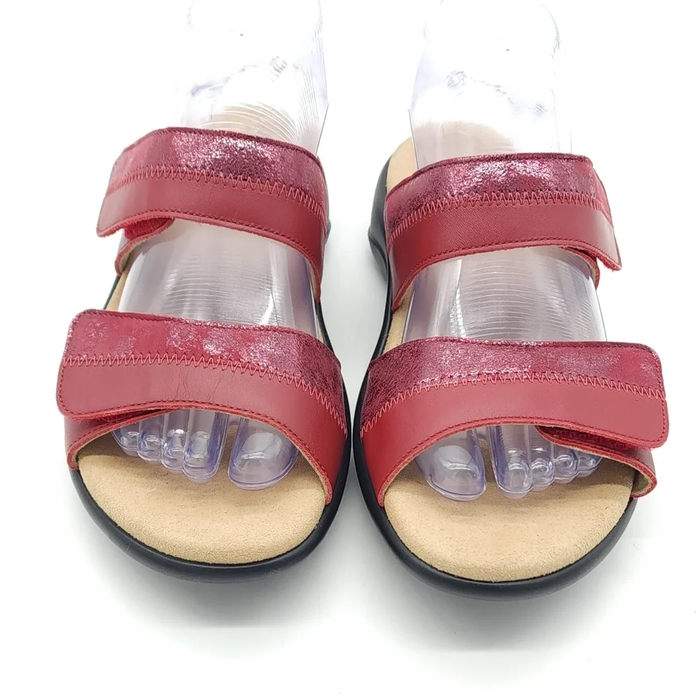 SAS Womens Nudu Adjustable Slide Ruby Cabernet Casual Sandal Size 8 WW